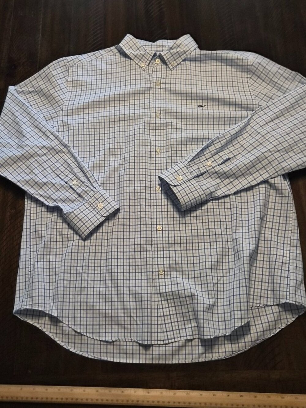 Vineyard Vines Blue Plaid Oxford Classic Fit Whale Shirt Men's Size XL G514